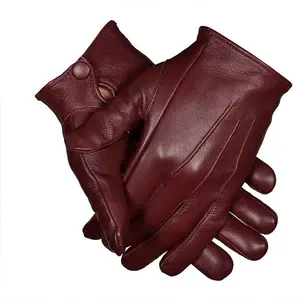Мужские кожаные перчатки без подкладки/перчатки для вождения с защелками идеально подходят Премиум мягкие теплые зимние перчатки с закрытыми пальцами