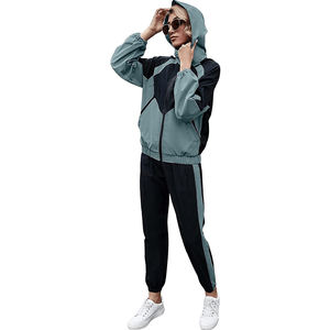 Conjunto Deportivo de Dos Piezas para Mujer, Ligero, Estampado, con Logotipo Personalizado, Diseño de Hombros Caídos, Resistente al Viento y Transpirable, Ropa de Invierno - Product Image 3