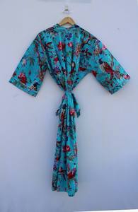 Bata Kimono con Estampado de Dibujos Animados para Mujer, de Algodón Suave y Transpirable, Camisón de Verano Hecho a Mano, ODM, Cuello en V, Cintura Elástica, Largo hasta la Rodilla - Product Image 5