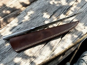 Couteau à fileter moderne ambidextre forgé à la main sur mesure 8-9,9 pouces en acier inoxydable avec manche en bois et étui en cuir écologique - Product Image 4