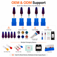 YAQIN Professionnel Tornado Purple Nail Electric Drill Bits Cutter Salon Home Use Manicure Tools Tapered Cone