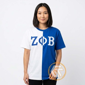 T-shirt en coton tricoté écologique uni compressé pour femme Zeta Phi Beta, bleu 1920, col rond, manches courtes, coupe classique - Product Image 1