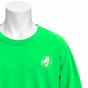 Camiseta de Manga Larga Oversize Verde Esmeralda con Cuello Redondo, Acabado Vintage Lavado, Hombros Caídos, Estilo Casual Urbano - Product Image 5