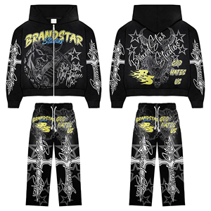 Ensemble de survêtement léger en molleton pour hommes, 100 % coton, respirant, écologique, décontracté, avec impression de logo, grandes tailles, vente en gros - Product Image 3