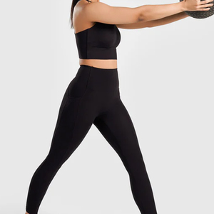 Legging de sport noir respirant taille mi-haute pour femme, avec logo imprimé, qualité supérieure, fin, pour filles - Product Image 3