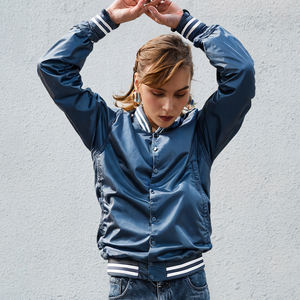 Blouson universitaire en toile grande taille pour homme, style bomber décontracté avec fermeture éclair, broderie, saison automne, veste Letterman avec décoration en fourrure - Product Image 5