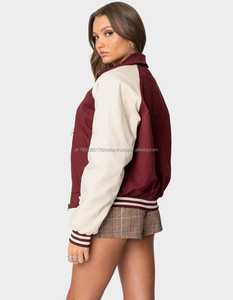 Vestes universitaires rouges à manches longues pour femmes, coupe ajustée, décontractées, avec fermeture à boutons, imperméables et respirantes pour l'hiver - Product Image 6
