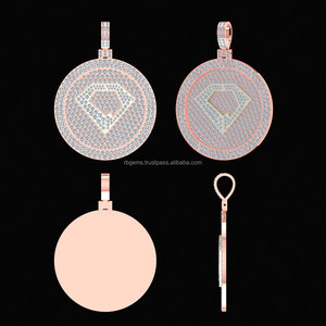 จี้โรสโกลด์ประดับเพชรโรเดียมประดับเพชรโรเดียมด้านหลังสีโรสโกลด์แบบออกแบบได้ตามต้องการสำหรับสร้อยลิงก์คิวบา - Product Image 2