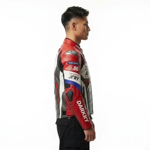Hot Trend Red White Japanese Speed Culture Leather <b>Racing</b> <b>Jacket</b> Tokyo Apex Speedway Track Moto GP Armor Sports Coat - Product Image 3