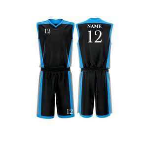 Conjunto de Uniforme de Baloncesto Negro y Azul, Jugador Número 12, Sublimado, Poliéster que Absorbe la Humedad, Ropa Deportiva Unisex para Adultos - Product Image 5