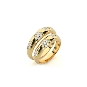 925 Sterling Silver Gold Plated Romantic Christian Floral <b>Couple</b> <b>Rings</b> - Product Image 2