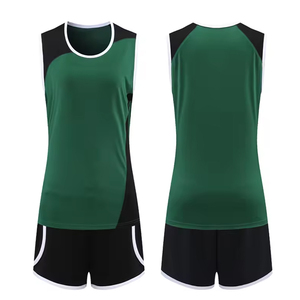 <b>Women's</b> Green Black Sleeveless Volleyball Jersey <b>Set</b> Breathable Polyester Uniform for Adults Custom Design - Product Image 2