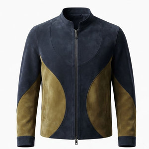 Custom <b>Suede</b> <b>Leather</b> <b>Jacket</b> Featuring Modern Stand Collar Premium Soft Texture For Stylish Casual Outfits And Streetwear - Product Image 1