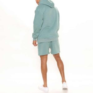 Conjunto Deportivo de Dos Piezas para Hombre, Sudadera con Capucha y Pantalones Cortos, Algodón y Felpa, Corte Holgado, Estilo Casual, Logotipo Personalizado, Venta al Por Mayor - Product Image 3