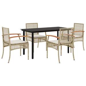 Juego de Comedor para Jardín en Beige, Negro y Crema - Product Image 2
