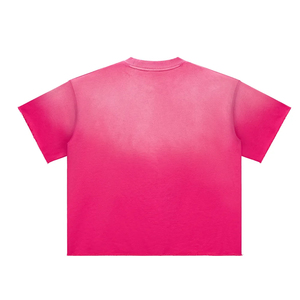 Camiseta Corta Oversize Rosa para Hombre, Cuello Redondo, Manga Corta, Tejida, Color Sólido, Diseño Casual Liso - Product Image 2