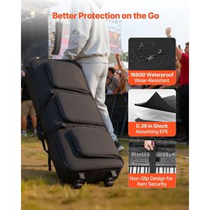 Custodia per tastiera a 88 tasti con ruote imbottite, 40.9 x 16.9 x 5.1, maniglia robusta interna, 3 tasche portaoggetti, borse e custodie per strumenti - Product Image 3