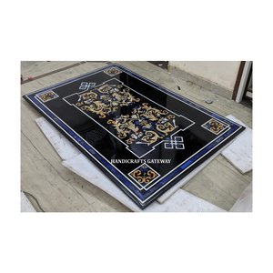 ท็อปโต๊ะทำด้วยมือหินอ่อนสุดพิเศษดีไซน์ดอกไม้และหินอ่อนสีขาวแบบฝังพื้นโต๊ะกาแฟดีไซน์สวย - Product Image 5