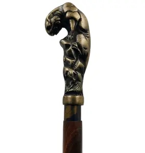 Bâton de canne de marche en bois manche animal en métal 3 parties accessoires ouverts pièce de rechange CADEAU - Product Image 1