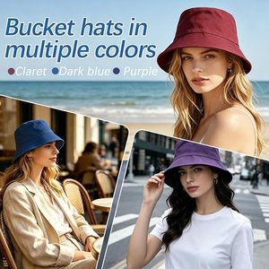 หมวกบักเก็ตแบบยูนิเซ็กส์ 3 แพ็ค ผ้าแคนวาสสีพื้นลำลองสำหรับฤดูใบไม้ผลิและฤดูร้อนสำหรับผู้ใหญ่ สีเบจ - Product Image 4