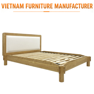 Cama de Madera de Plataforma Minimalista de Caucho, Fabricada en Vietnam (OEM/ODM), con Ensamblaje sin Herramientas y Montaje Sencillo, Estilo Japonés - Product Image 1