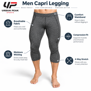 Lightweight <b>Men</b> Capri <b>Legging</b> Featuring Quick Dry Material Comfortable Waistband And Easy Movement <b>For</b> Daily Exercise - Product Image 6