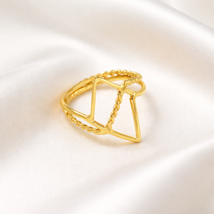 Anillo Abierto Geométrico de Plata de Ley 925 para Mujer, Joyería Minimalista Hecha a Mano con Triángulo, Regalo de Navidad o Aniversario - Product Image 2