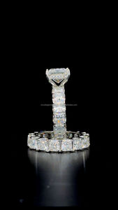 แหวนเพชรโมอิสตัดทรงสี่เหลี่ยมสุดอินเทรนด์สุดหรูสำหรับผู้หญิงชุด2ชิ้นเครื่องประดับเงินทองสำหรับงานแต่งงานงานหมั้น - Product Image 5