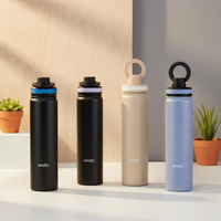 MARU MRTC-780 Bouteille isotherme portable 26oz en acier inoxydable 316/201 à double paroi avec poignée, design nordique, couvercle anti-fuite et paille