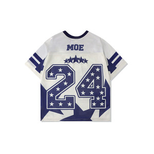 Camiseta Deportiva de Fútbol Americano Estilo Streetwear, Sublimada con Estampado de Estrellas, Cuello en V, Talla Grande, Estilo Y2K, para Mujer, Hip Hop - Product Image 4