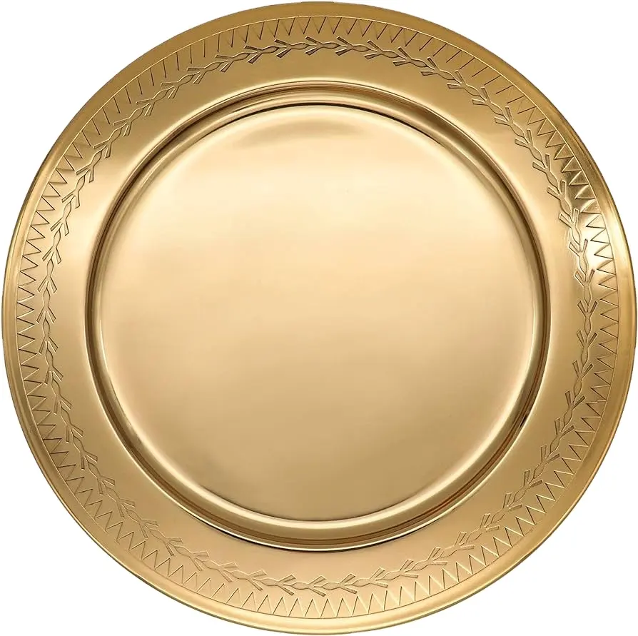Placa decorativa de ouro para decoração de casa, carregador de mesa de jantar, acessório de casamento, produto em ouro e latão