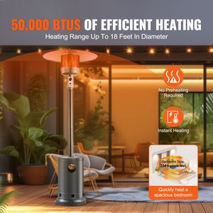 Riscaldatore a Propano da Esterno 50.000 BTU, Design Alto con Finitura Martellata, Bruciatore in Metallo con Ruote per Uso Esterno, Facile Installazione con Ombrellone - Product Image 2
