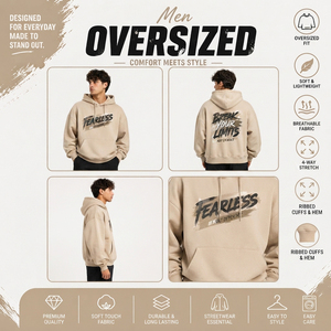 Sweat à capuche imprimé oversize pour homme en molleton de coton, 350 GSM, en tissu éponge français, coupe épaules tombantes, pour l'hiver - Product Image 5