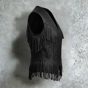 Men Western <b>Suede</b> Fringe Vest <b>Leather</b> Cowboy Sleeveless <b>Jacket</b> Tassel Biker Rodeo Festival Wear Wear Premium OEM Apparel - Product Image 4