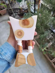 Brûleur d'encens artisanal en bois et résine, porte-bakhoor, support d'encens aromatique pour la décoration religieuse de la maison - Product Image 4