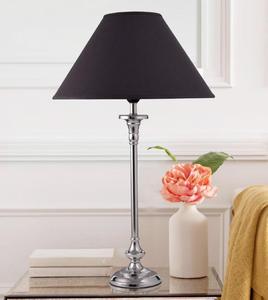 Traditional Chrome Table Lamp with Black Fabric Empire Shade Warm White LED Light for Bedroom <b>Decorative</b> <b>Lighting</b> - Product Image 2