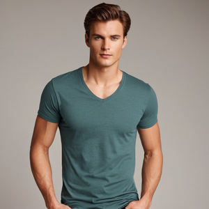 Camisetas de algodón de Punto ligero teñido en hilo, transpirables, de secado rápido, con cuello en V, Media manga, estampado a rayas, ropa informal y deportiva de gran tamaño - Product Image 6