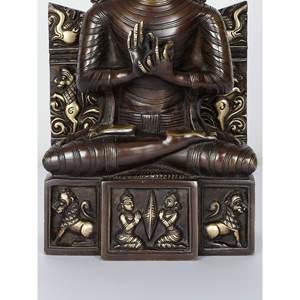 Statue en laiton de bouddha assis de 11 \ "dans l'œuvre de sculpture élégante de Dharmachakra Mudra - Product Image 1