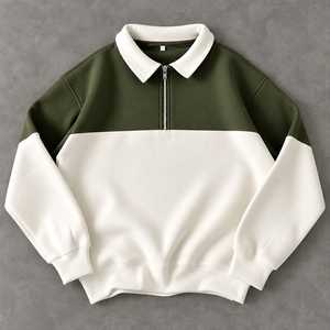 Pull unisexe marron à col zippé, en molleton écologique respirant, coupe ample, col coussin, pour l'automne, style décontracté - Product Image 2