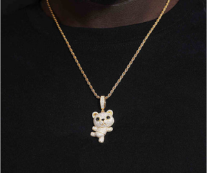 <b>Cute</b> Gold Plated <b>Bear</b> Pendant With Rhinestone Micro Insert Cartoon Design Unisex Fashion Charm For Gift - Product Image 4