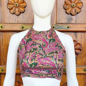 Top Halter sin Espalda de Encaje para Mujer, 100% Seda Tejida, Diseño Paisley, Ecológico, Transpirable, Casual, Más de 10 Colores, ODM Soni - Product Image 1