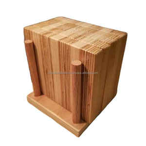 Échantillon gratuit de sous-verres ronds en bois avec découpe gravée (lot de 6 avec boîte à tambour) avec incrustations en laiton pour boissons et table basse - Product Image 5