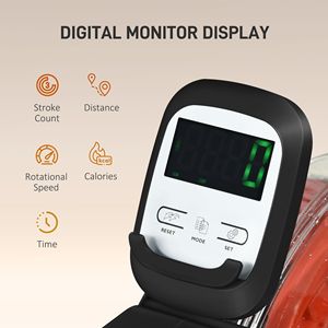Vogatore d'acqua pieghevole bianco per allenamento cardio con monitor LCD e supporto per tablet, pratico con ruote - Product Image 6