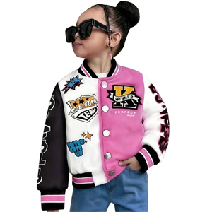 Veste universitaire en chenille pour filles, style industriel, avec manches en cuir véritable, broderie, doublure polaire chaude et écologique - Product Image 1