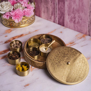 Wood <b>Spice</b> Box Brass Hammered Lid 300ml Capacity Kitchen Storage <b>Spice</b> Container <b>Jar</b> Custom Wood <b>Spice</b> Box - Product Image 1