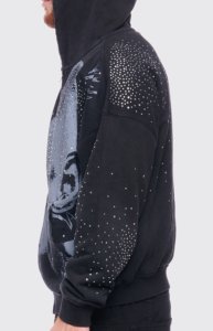 Men's Oversized <b>Graphic</b> <b>Zip</b> <b>Up</b> <b>Hoodie</b> Vintage Streetwear Rhinestones Hooded Y2K Hip Hop Casual Cotton Fleece Sweatshirt Winter - Product Image 6