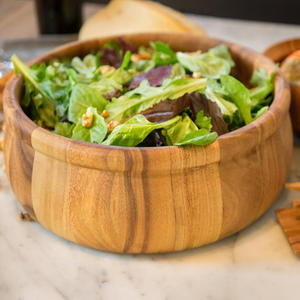 Saladier en bois d'acacia naturel écologique pour mélanger les aliments de service de table, cuisine, table à manger, décor ou présentoir de fruits - Product Image 6