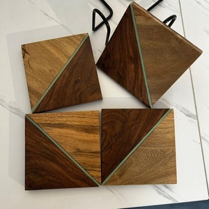 <b>Wooden</b> Square Coaster <b>Set</b> with Mop <b>Tea</b> Coasters Eco-Friendly Customized Thickness for Hotels Restaurants & Kitchens - Product Image 4