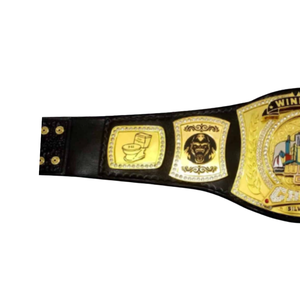 Ceinture de champion Windy City Silverbacks - Ceinture de sport noire personnalisable avec détails dorés - Trophée de collection haut de gamme - Product Image 4