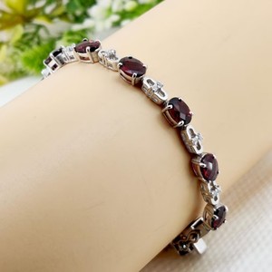 Natural Garnet Stone Bracelet 925 Sterling Silver Red Gemstone Bracelet Handmade Crystal Jewelry Gift for Women <b>Men</b> - Product Image 1